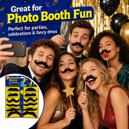 Black Fake Moustaches Self Adhesive, Funny Party Moustache Props for Birthday, Fancy Dress, Photo Booth, Role Play, Return Gifts, Loot Bags & Party Favors – 12 PCS