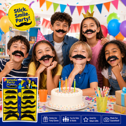 Black Fake Moustaches Self Adhesive, Funny Party Moustache Props for Birthday, Fancy Dress, Photo Booth, Role Play, Return Gifts, Loot Bags & Party Favors – 12 PCS