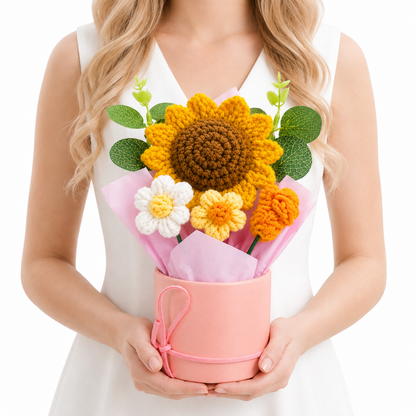 Sunflower Crochet Flower Bouquet - Table Centerpiece Gift | Wanna Party - Image 2