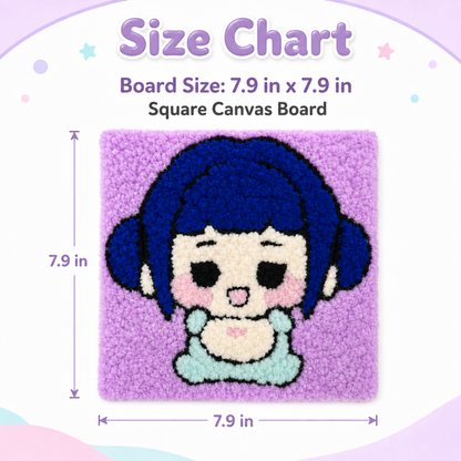 Korean Pop Zoey Inspired Pom Pom Art Kit for Kids, Self-Adhesive Fuzzy Ball Craft Activity with Character Canvas Board & Coloured Pom Poms, Mess-Free DIY Creative Return Gift - 1 Set