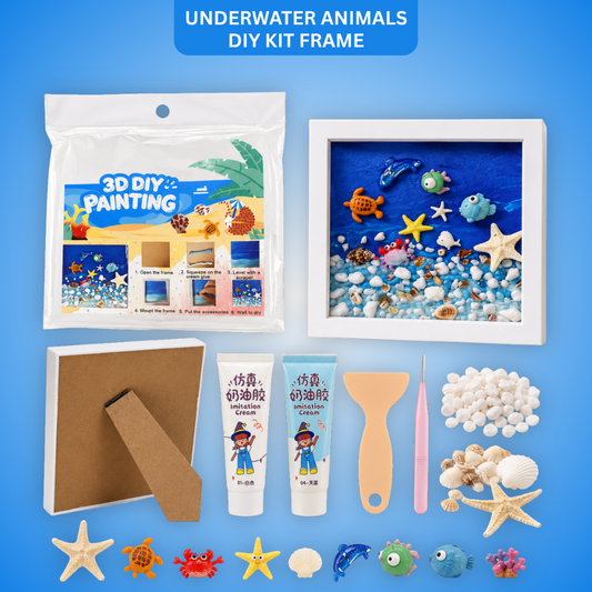 Decoden Whipped Cream Glue Clay DIY Making Art Craft 3D Kit Frame with Starwish and Underwater Animals - 1 Set