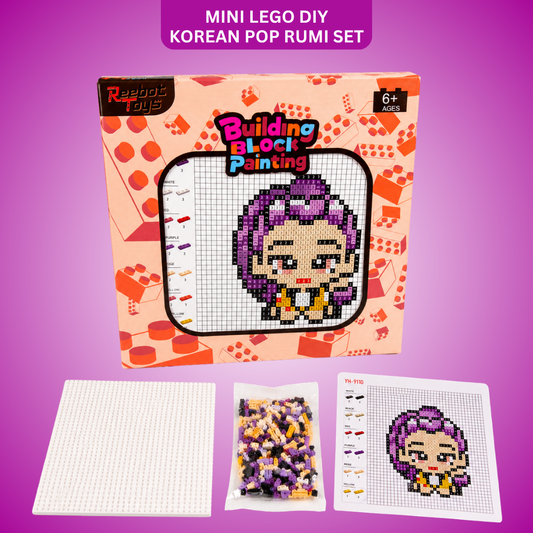 Wanna Party Korean Pop Theme Rumi DIY Mini Block Building Kit, Numbered Pixel Art Building Blocks Puzzle Set for Kids 6+ & Creative Craft Activity for Return Gifts