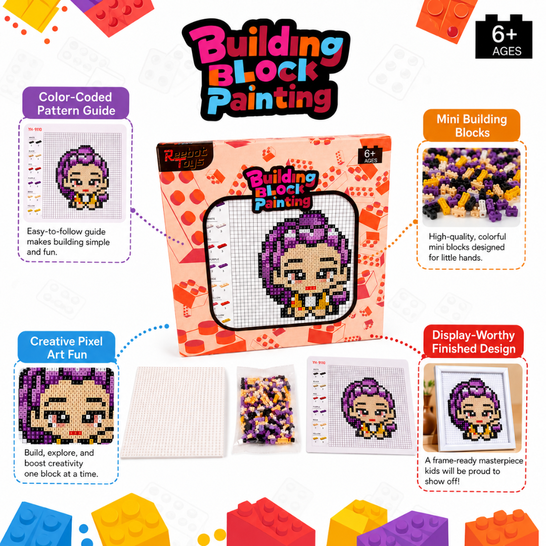 Wanna Party Korean Pop Theme Rumi DIY Mini Block Building Kit, Numbered Pixel Art Building Blocks Puzzle Set for Kids 6+ & Creative Craft Activity for Return Gifts
