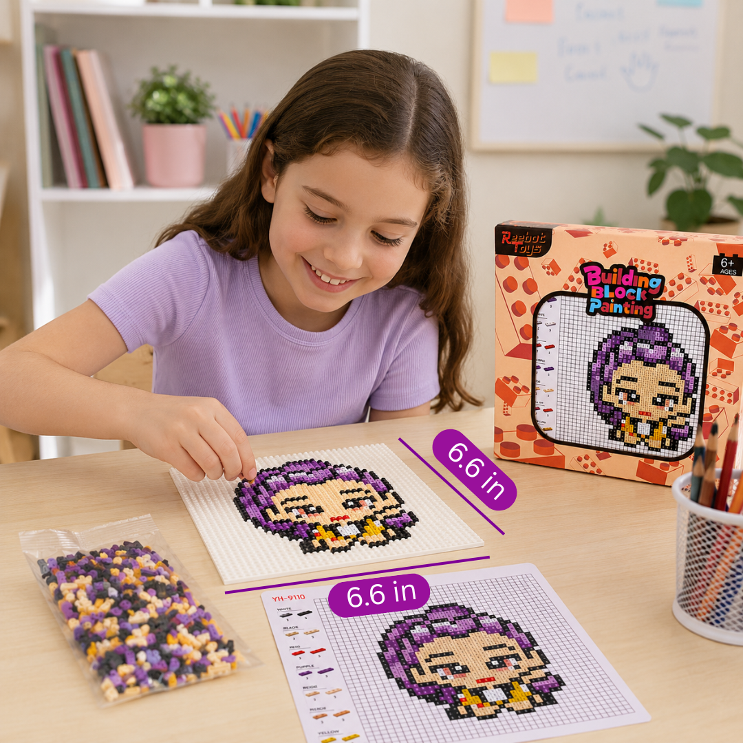 Wanna Party Korean Pop Theme Rumi DIY Mini Block Building Kit, Numbered Pixel Art Building Blocks Puzzle Set for Kids 6+ & Creative Craft Activity for Return Gifts