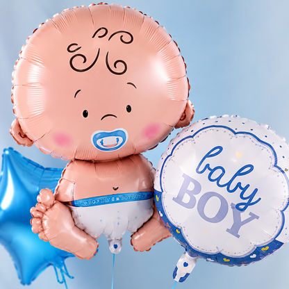 Baby Boy Balloon Bouquet Set – 5 Pcs | Cute Blue Foil Balloons for Baby Shower, Welcome Baby & Newborn Room Decoration