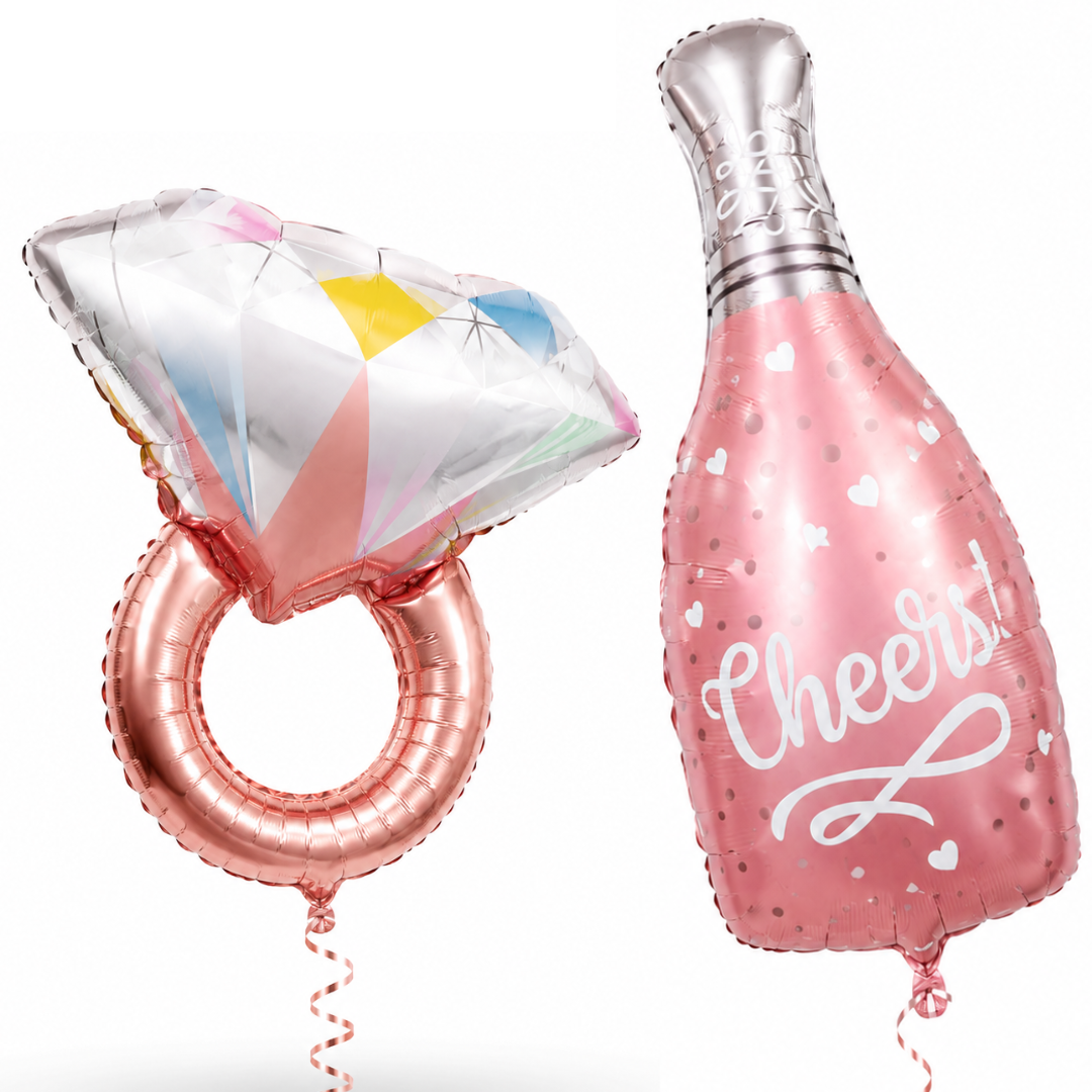 Cheers Pink Champagne Bridal Shower Balloon Bouquet Set – 6 Pcs | Bride-to-Be, Mr & Mrs Foil Balloons for Bridal Shower, Bachelorette & Wedding Party Decoration