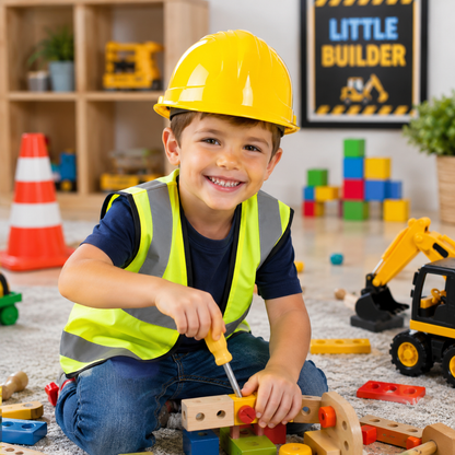 Under Construction Theme Yellow Party Hats - Pack of 4 | Builder Costume Hats for Kids Birthday & Role Play