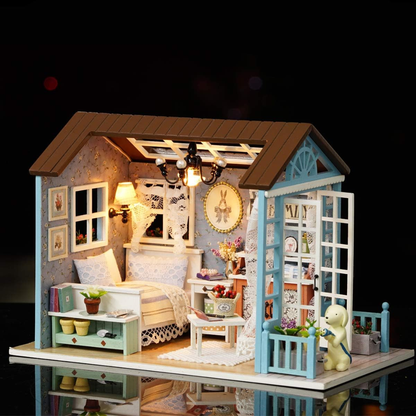 DIY Miniature House Kit, 1:24 Scale Wooden Mini Doll House Accessories with Furniture for Kids Teens Adults (Forest Times)