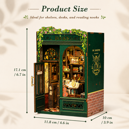 Bookstore DIY Book Nook Kit, 3D Wooden Miniature House Puzzle, Bookshelf Insert Decor with Cozy Library Scene, Craft Building Kit for Adults & Teens 14+, Creative Room Decoration Gift