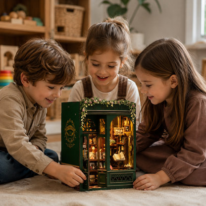 Bookstore DIY Book Nook Kit, 3D Wooden Miniature House Puzzle, Bookshelf Insert Decor with Cozy Library Scene, Craft Building Kit for Adults & Teens 14+, Creative Room Decoration Gift