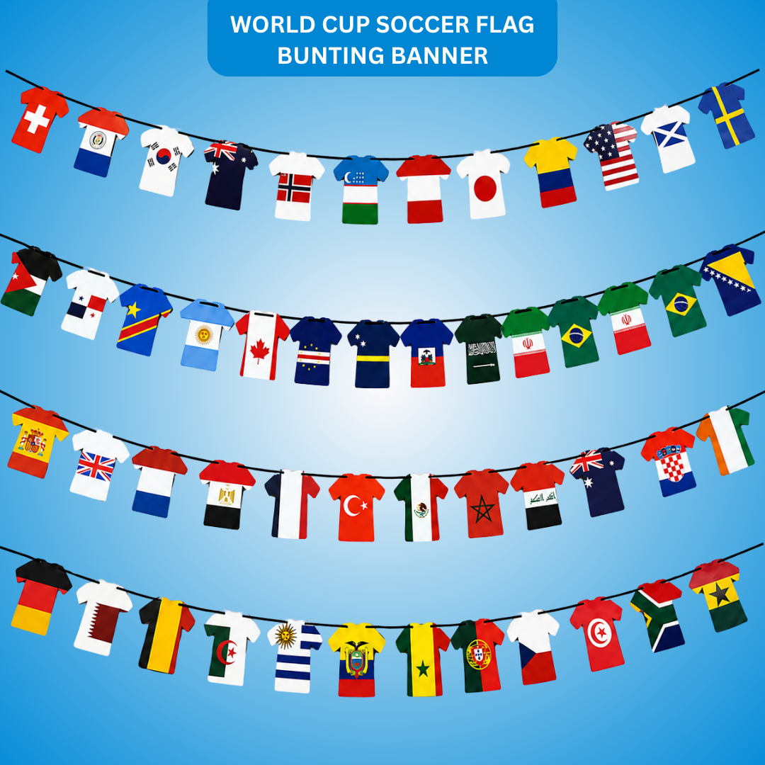 World Cup Soccer Flag Bunting Banner - Set of 4