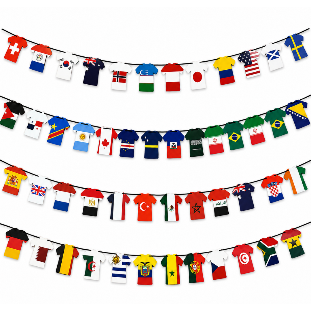 World Cup Soccer Flag Bunting Banner - Set of 4