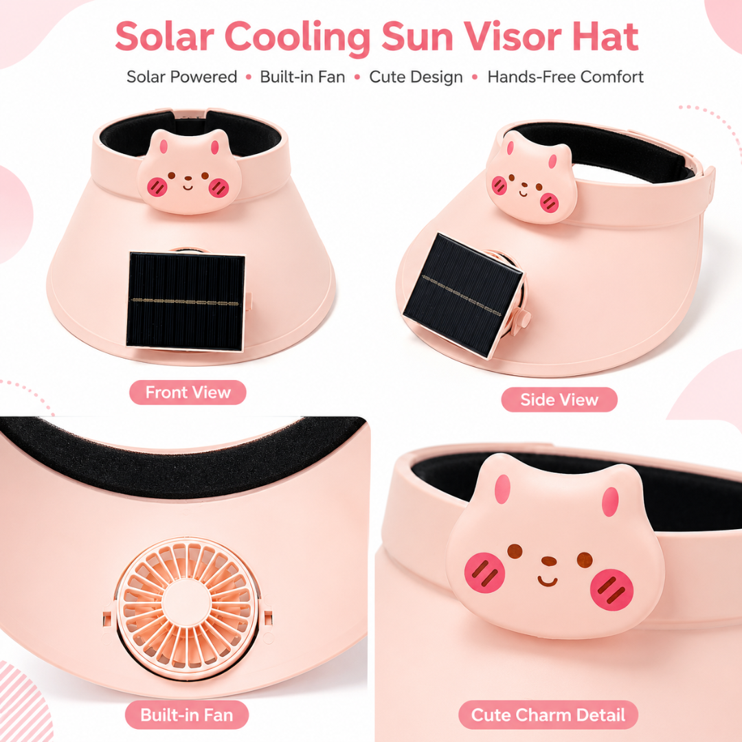 Sun Visor Pink Hat with Fan USB and Solar Powered |Wide Brim Hat with Built in Fan | Beat The Heat Cool Picnic or Disney Park Fans | UPF 50+ UV Protection, Lightweight Summer Cap for Beach, Travel, Gardening, Sports & Outdoor Use