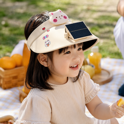 Sun Visor Beige Hat with Fan USB and Solar Powered |Wide Brim Hat with Built in Fan | Beat The Heat Cool Picnic or Disney Park Fans | UPF 50+ UV Protection, Lightweight Summer Cap for Beach, Travel, Gardening, Sports & Outdoor Use