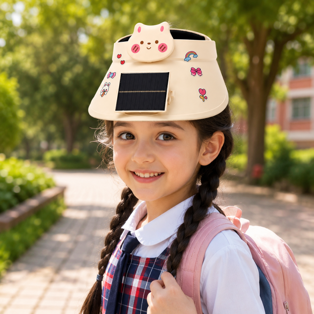 Sun Visor Beige Hat with Fan USB and Solar Powered |Wide Brim Hat with Built in Fan | Beat The Heat Cool Picnic or Disney Park Fans | UPF 50+ UV Protection, Lightweight Summer Cap for Beach, Travel, Gardening, Sports & Outdoor Use