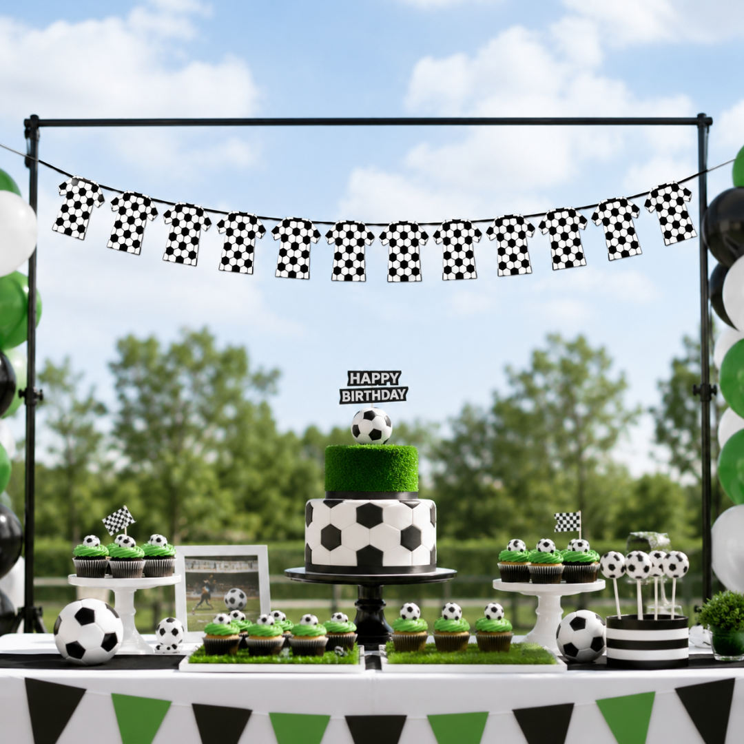 Football Theme Jersey Shaped Paper Bunting Banner - 10FT | World Cup Foot Ball Fever Banner with Soccer Print | Garland for Match Day Party