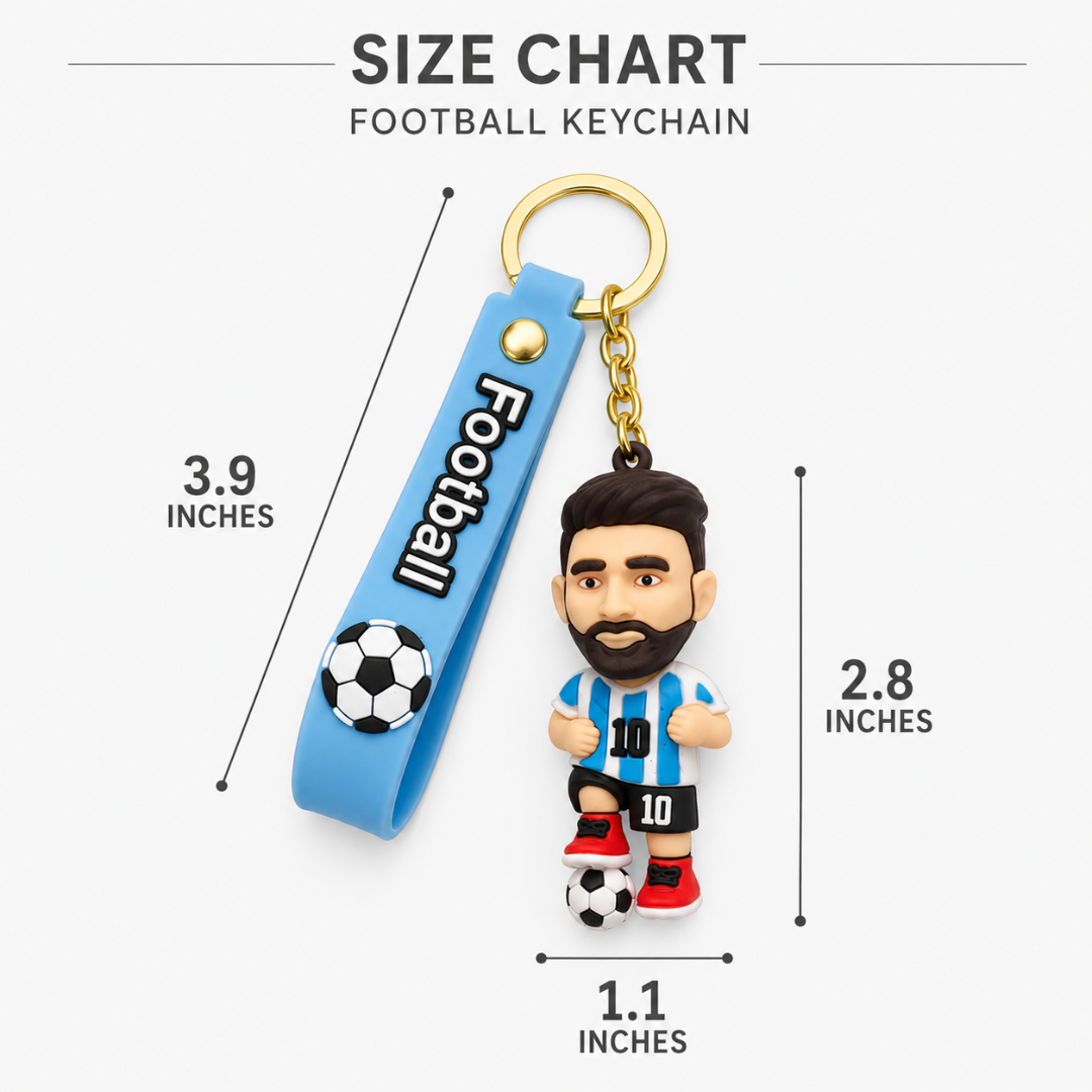Football Jersey Messi Key Chain with Soccer Ball | Bag Charms for Soccer Lovers | Return Gifts or Khoi Bag Fillers - 1PC