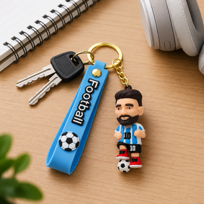 Football Jersey Messi Key Chain with Soccer Ball | Bag Charms for Soccer Lovers | Return Gifts or Khoi Bag Fillers - 1PC
