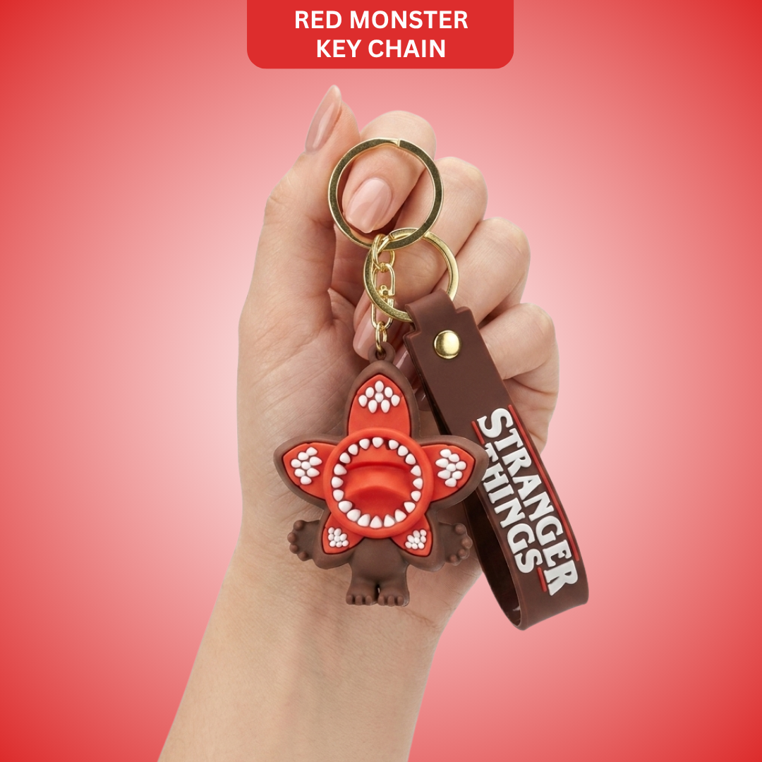 The Stranger Things Demogorgon Flower Shaped Key Chain Red | Bag Charms | Return Gifts or Loot Bag Fillers - 1PC