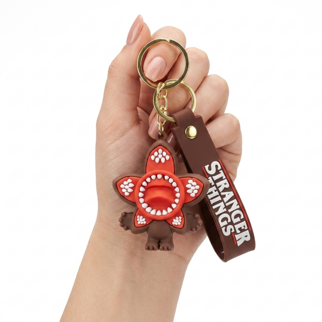 The Stranger Things Demogorgon Flower Shaped Key Chain Red | Bag Charms | Return Gifts or Loot Bag Fillers - 1PC
