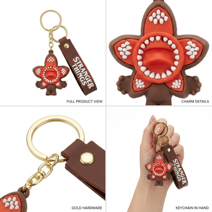 The Stranger Things Demogorgon Flower Shaped Key Chain Red | Bag Charms | Return Gifts or Loot Bag Fillers - 1PC