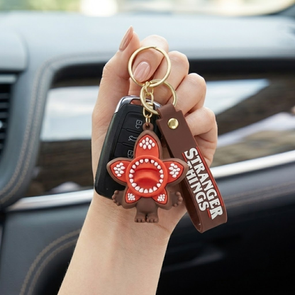 The Stranger Things Demogorgon Flower Shaped Key Chain Red | Bag Charms | Return Gifts or Loot Bag Fillers - 1PC