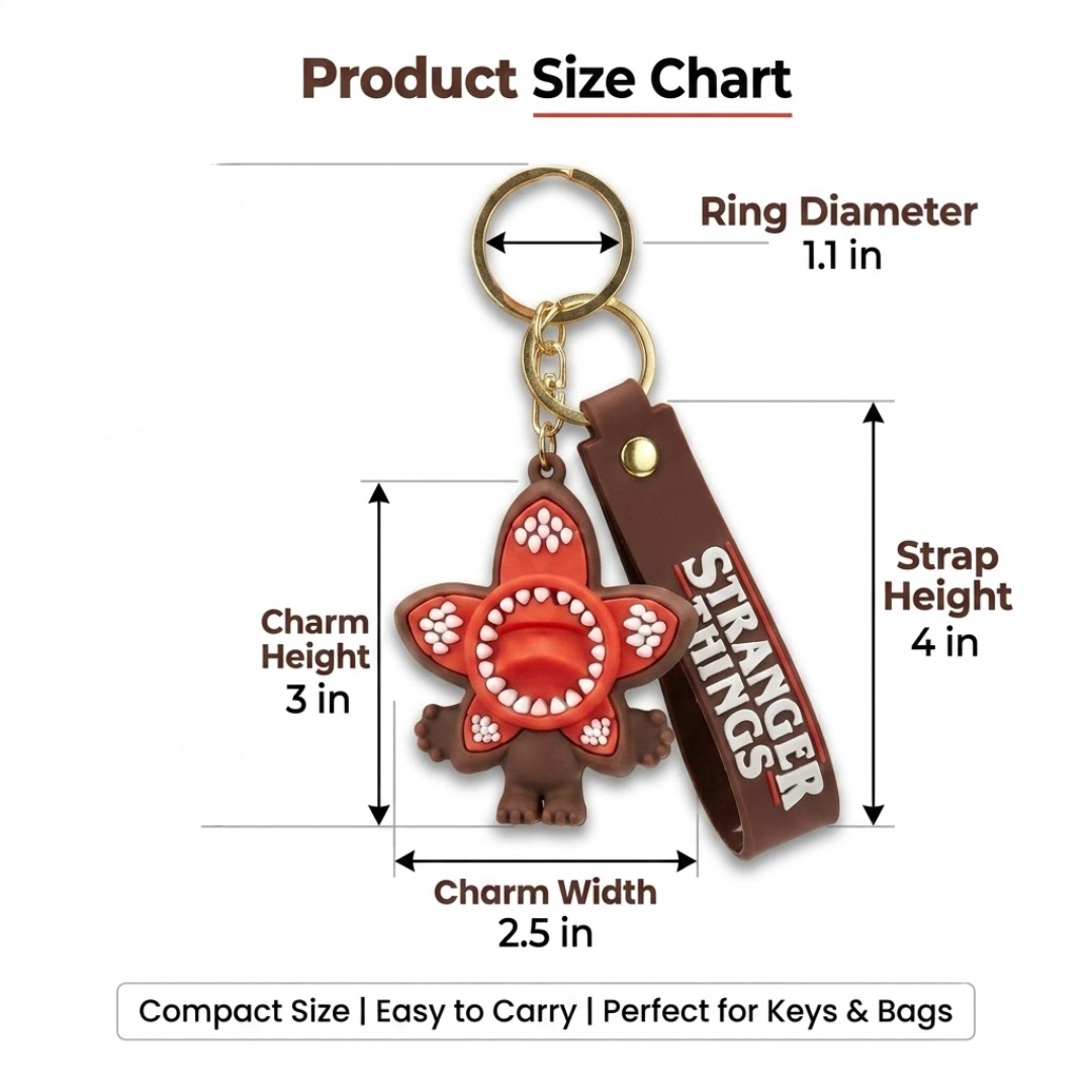 The Stranger Things Demogorgon Flower Shaped Key Chain Red | Bag Charms | Return Gifts or Loot Bag Fillers - 1PC