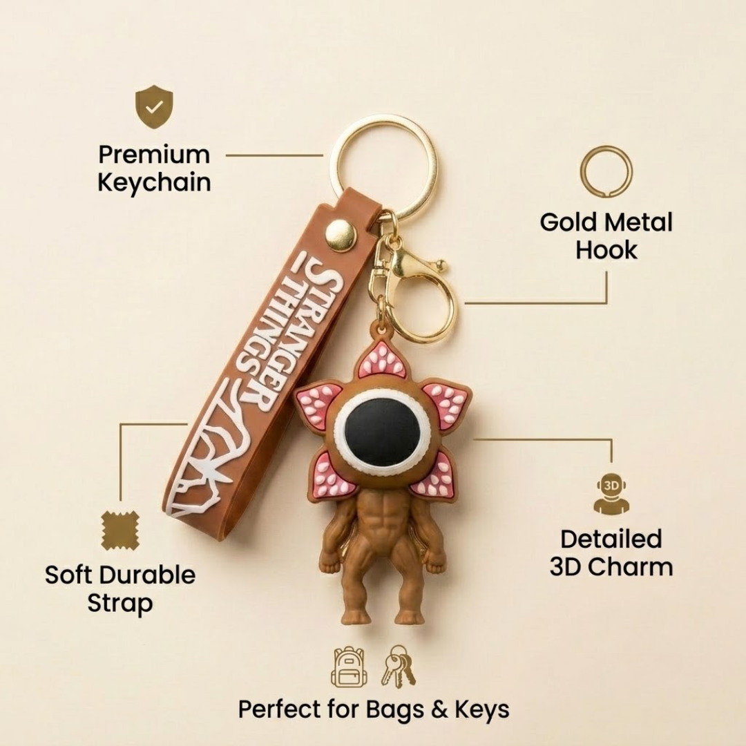 The Stranger Things Demogorgon Flower Shaped Key Chain Brown | Bag Charms | Return Gifts or Loot Bag Fillers - 1PC