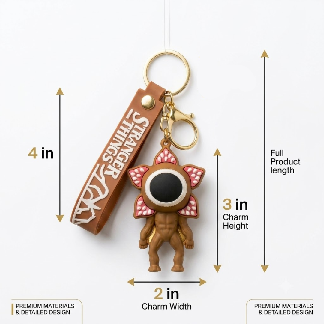 The Stranger Things Demogorgon Flower Shaped Key Chain Brown | Bag Charms | Return Gifts or Loot Bag Fillers - 1PC