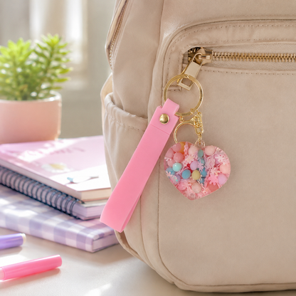 Heart Beads Keychain Pink Strap - Cute Bag Charm for Girls | Wanna Party - Image 4