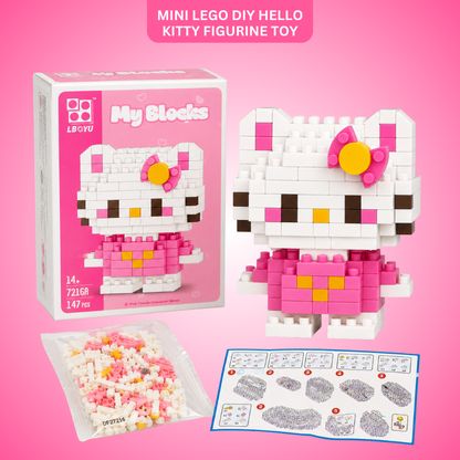 Mini Blocks DIY Hello Kitty Theme Nano Blocks Building Kit, 147 Pcs Kawaii Micro Blocks Character Figure, Collectible Puzzle Toy for Kids,Teens & Adults