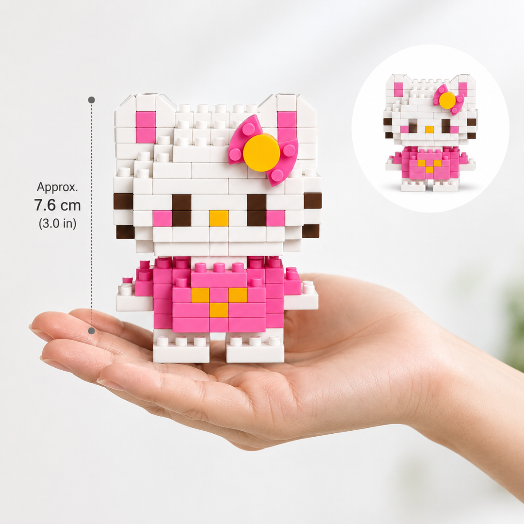 Mini Blocks DIY Hello Kitty Theme Nano Blocks Building Kit, 147 Pcs Kawaii Micro Blocks Character Figure, Collectible Puzzle Toy for Kids,Teens & Adults