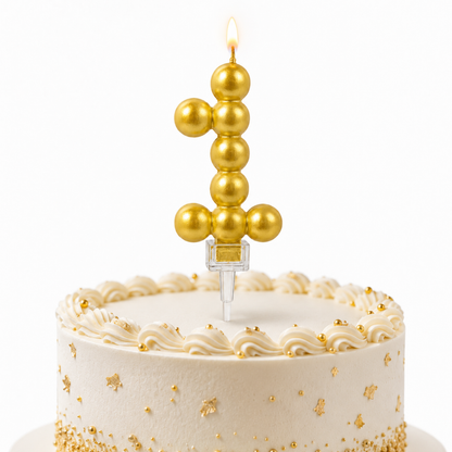 Golden Vector Dots Numerical Candle Number 1 | Fancy Birthday Candle for Cake Cutting