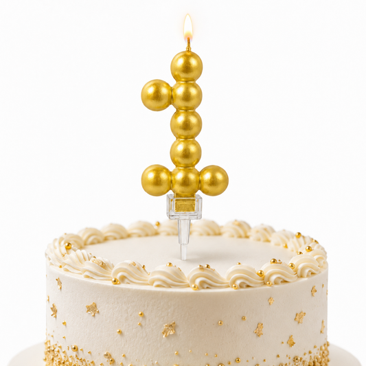Golden Vector Dots Numerical Candle Number 1 | Fancy Birthday Candle for Cake Cutting