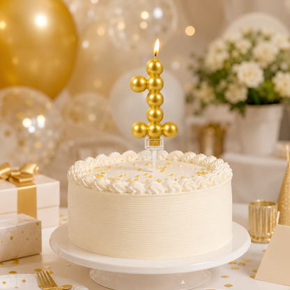 Golden Vector Dots Numerical Candle Number 1 | Fancy Birthday Candle for Cake Cutting