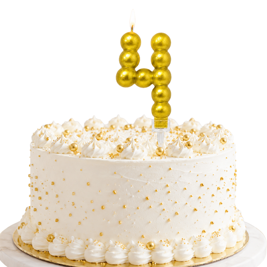Golden Vector Dots Numerical Candle Number 4 | Fancy Birthday Candle for Cake Cutting