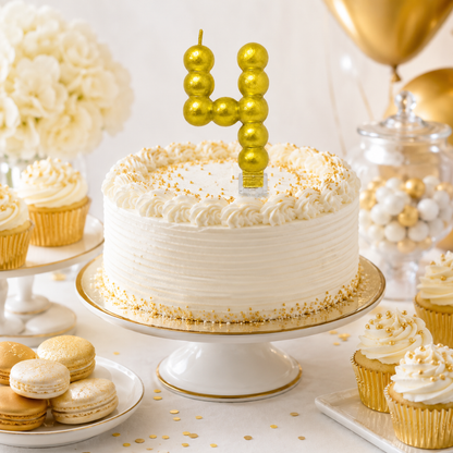 Golden Vector Dots Numerical Candle Number 4 | Fancy Birthday Candle for Cake Cutting
