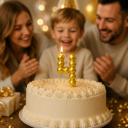 Golden Vector Dots Numerical Candle Number 4 | Fancy Birthday Candle for Cake Cutting
