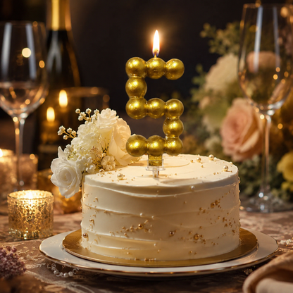Golden Vector Dots Numerical Candle Number 5 | Fancy Birthday Candle for Cake Cutting
