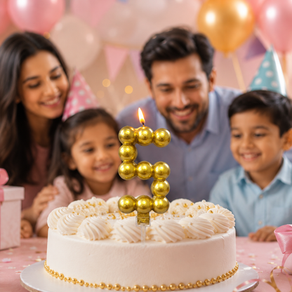 Golden Vector Dots Numerical Candle Number 5 | Fancy Birthday Candle for Cake Cutting