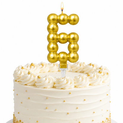 Golden Vector Dots Numerical Candle Number 6 | Fancy Birthday Candle for Cake Cutting