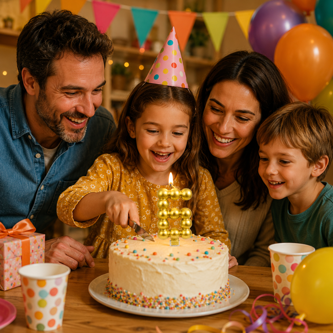 Golden Vector Dots Numerical Candle Number 6 | Fancy Birthday Candle for Cake Cutting