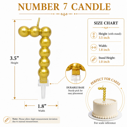 Golden Vector Dots Numerical Candle Number 7 | Fancy Birthday Candle for Cake Cutting