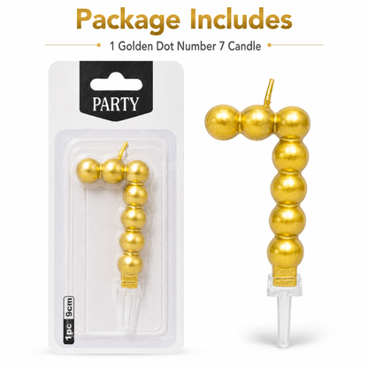 Golden Vector Dots Numerical Candle Number 7 | Fancy Birthday Candle for Cake Cutting