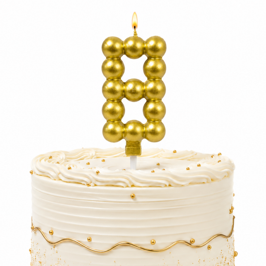 Golden Vector Dots Numerical Candle Number 8 | Fancy Birthday Candle for Cake Cutting