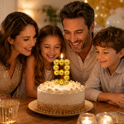 Golden Vector Dots Numerical Candle Number 9 | Fancy Birthday Candle for Cake Cutting