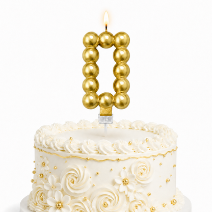 Golden Vector Dots Numerical Candle Number 0 | Fancy Birthday Candle for Cake Cutting