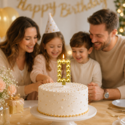 Golden Vector Dots Numerical Candle Number 0 | Fancy Birthday Candle for Cake Cutting