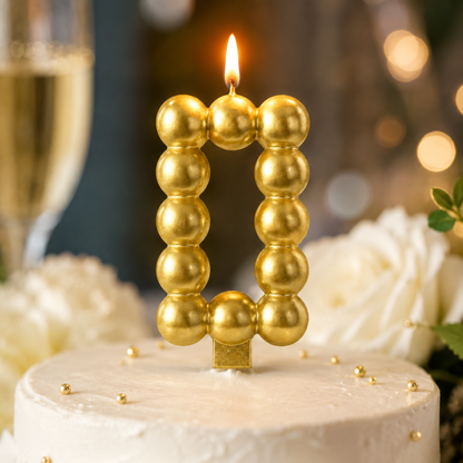 Golden Vector Dots Numerical Candle Number 0 | Fancy Birthday Candle for Cake Cutting