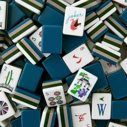 Mahjong Set - Teal Colored Tiles - 4 Layers - 160 Tiles